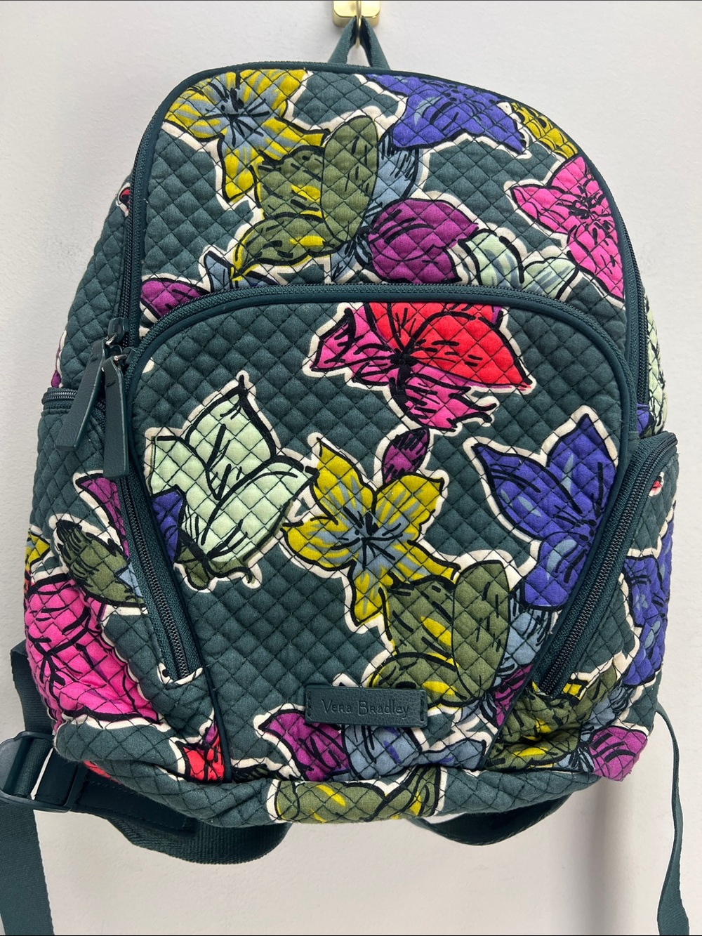 Vera Bradley Floral Quilted Mini Hadley Backpack Falling Flowers Multicolor